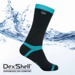 英國DexShell Coolvent 高筒-防水輕適運動襪 黑/湖藍