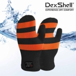 英國DEXSHELL Waterproof Childrens Mitten 防水保暖兒童連指手套 美麗諾羊毛 黑橘條紋