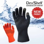 DEXSHELL THERMAFIT GLOVES 保暖防水手套-美麗諾羊毛-可觸控螢幕（薄款）黑色/橘色